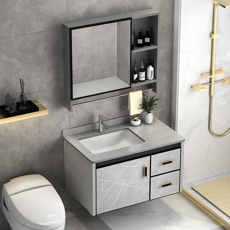 太空铝岩板浴室柜组合广东卫生间洗手盆一体盆陶瓷洗脸盆池洗漱台