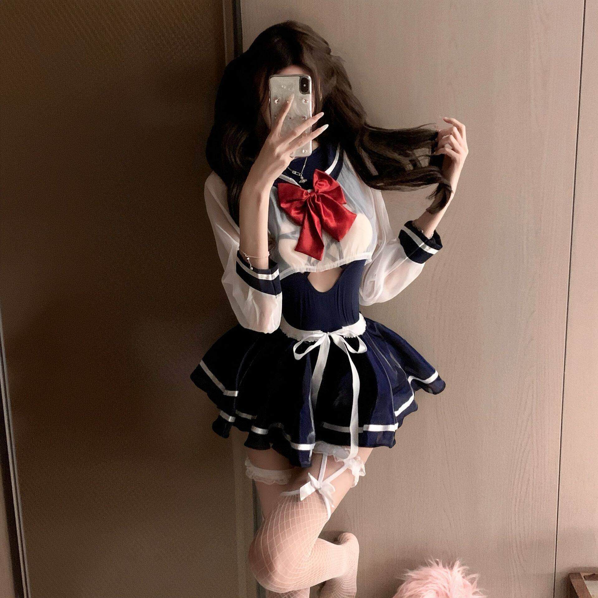 情趣内衣小胸性感连体衣纯欲水手JK制服泳衣套装情侣战袍