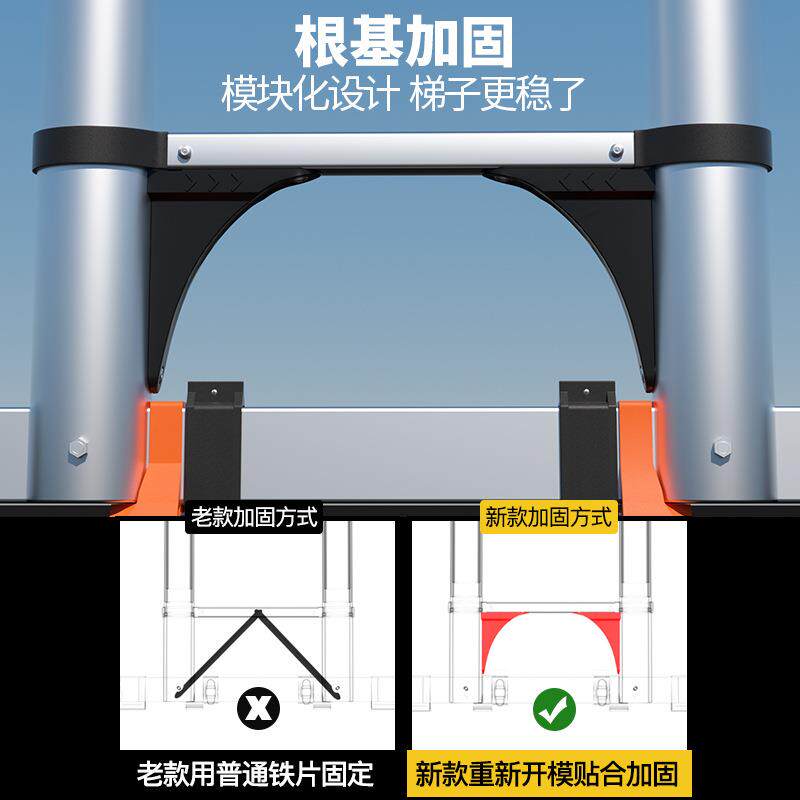 镁多节力伸缩子铝合金人字梯竹梯家折叠梯升降MDL-170D梯厂直销加