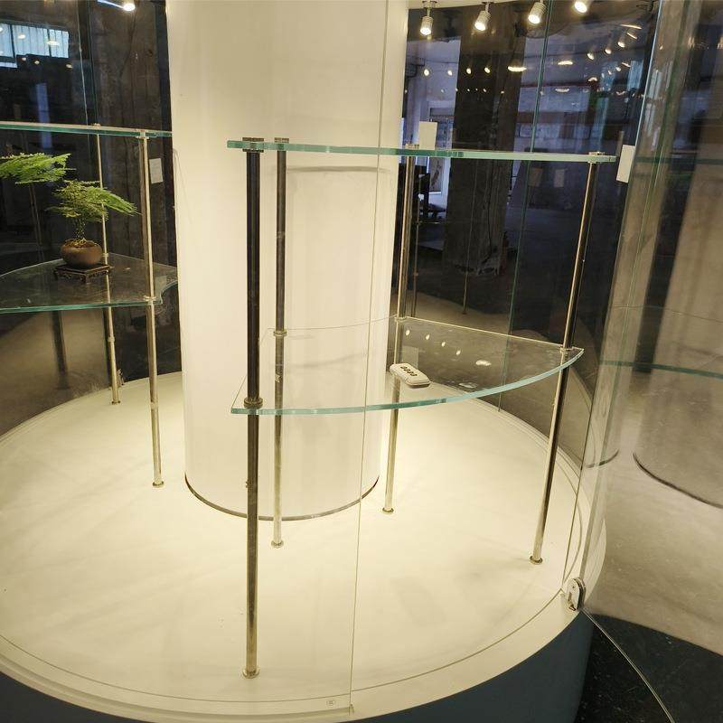 艺术盘旋品文转展台圆形物玻璃展柜按客户需电动旋转展示台透明转