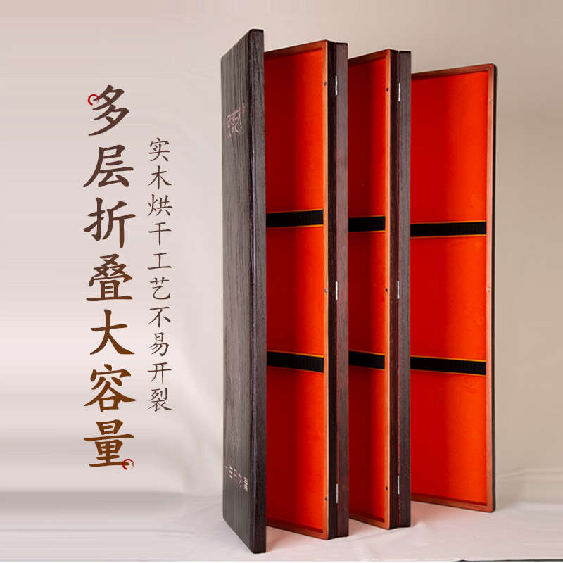 民间艺人桐木漂盒超大容量加厚加深鱼漂盒浮漂实木折叠展示收纳盒