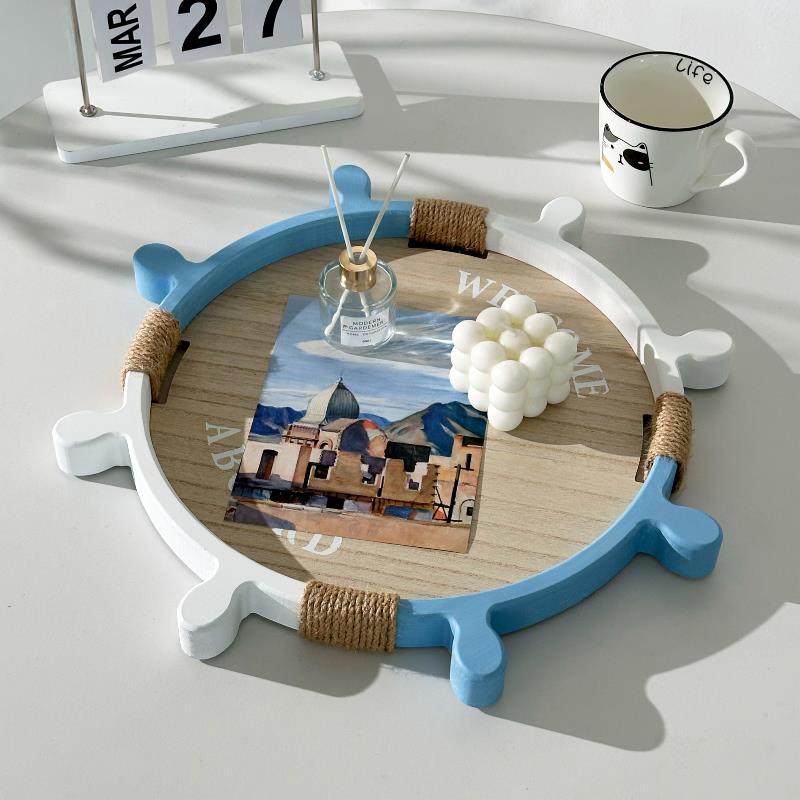 地中海木质船舵托盘储物收纳海洋风家饰ins简约居家水果茶杯盘子,家居饰品,装饰摆件,淘宝优惠券,粉丝福利购,淘宝优惠卷