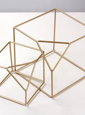 金属切角矩形摆件家居摆设客厅桌面工艺品几何四方体线条方框饰品