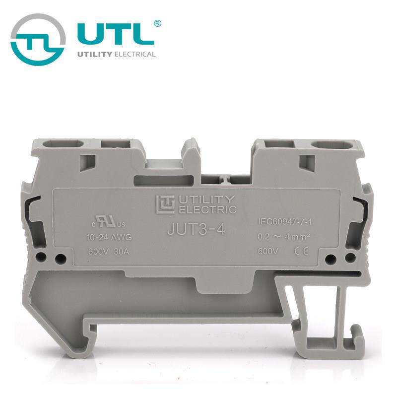 UTL尤提乐JUT3-4工业端子快速接线板连接器电压接线端子排导轨式