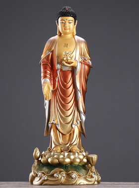 西方三圣佛像全铜观音菩萨家用供奉阿弥陀佛像站像大势至客厅摆件