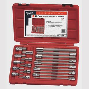 Genius天赋工具3/8″10mm系列20件套内6角旋具套筒组BS-320HMX