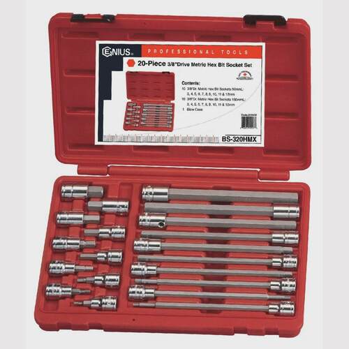 Genius天赋工具3/8″10mm系列20件套内6角旋具套筒组BS-320HMX