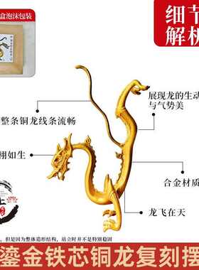 西安文创唐赤金走龙鎏金铜龙复刻桌面家居摆件商务会议礼品博物馆