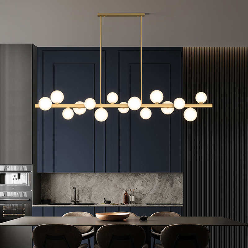 餐厅吊灯全铜北欧餐桌饭厅现代简约创意魔豆长条轻奢吧台吊灯具,家装灯饰光源,客厅吊灯,淘宝优惠券,粉丝福利购,淘宝优惠卷