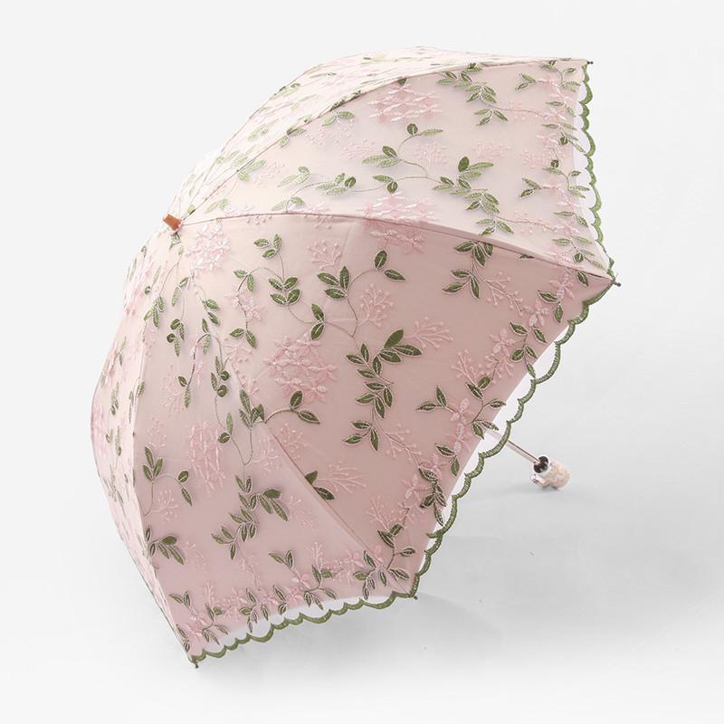 防晒防紫外线黑胶遮阳伞女蕾丝公主伞刺绣太阳伞小清新晴雨两用!