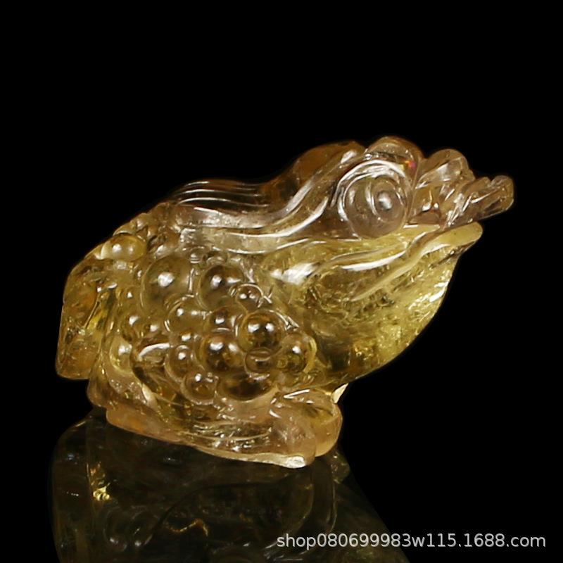 天然黄水晶金蟾摆件水晶蟾蜍家居客厅装饰工艺品礼品