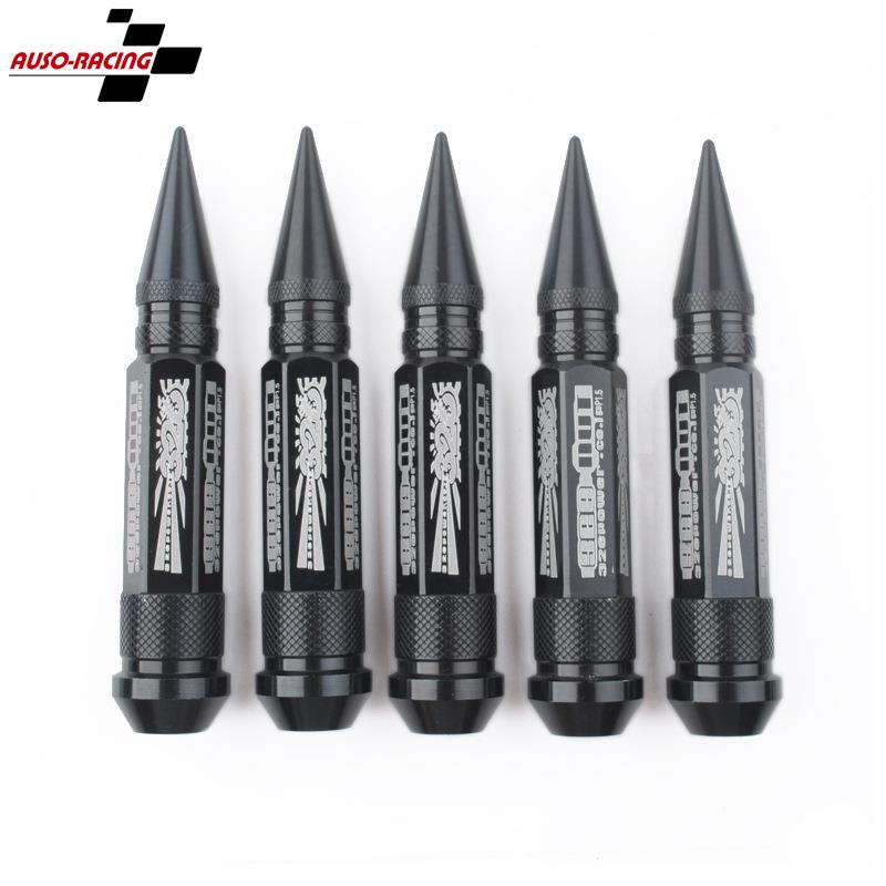 汽车改装M12X1.5*1.25铝合金90MM尖头轮毂螺母铝合金通用轮胎螺母