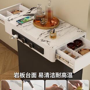 可小移动单独岛导XOR台迷小户型窄台岩板台面你新款储物展示柜可