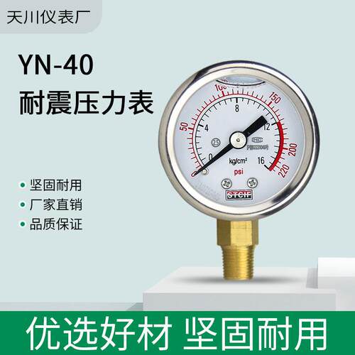 YN-40防震耐震油表Y-40气压表1.0MPa径向PT1/8 1/4 M10天川STCIF