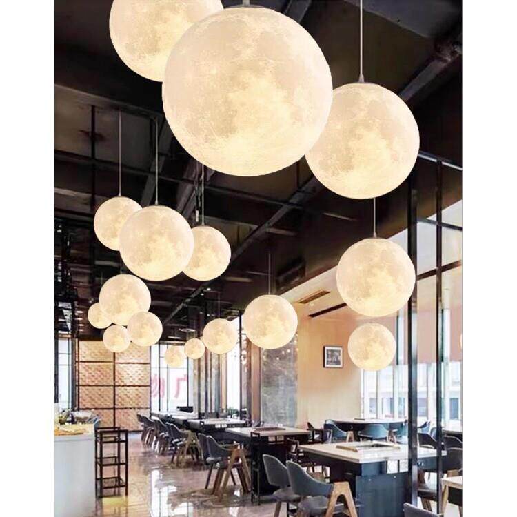 3D月球灯星球吊灯圆球橱窗吧台火锅店铺商用网红球形餐厅月亮灯