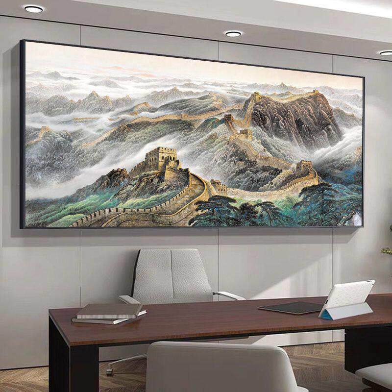 有山无水靠山图泰山日出挂画客厅背景自然山水风景画办公室国画画