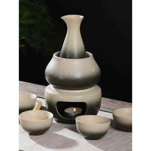陶瓷暖酒器黄酒温酒器日式 热酒烫酒壶 清酒家用蜡烛煮酒器套装 中式