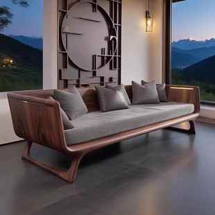 需定制宋氏美学黑胡桃木实木沙发高端定制家具设计师同款客厅酒店