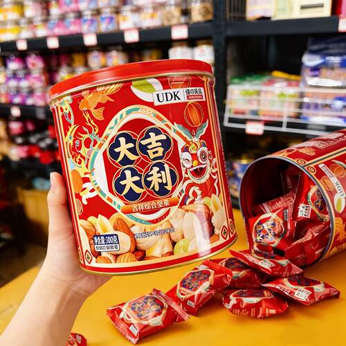 大吉大利吉祥综合坚果优之良品缤纷综合果仁300gUDK 罐装年货送礼