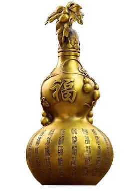 百福铜葫芦摆件大号黄铜空心开口大葫芦精品客厅装饰品招财