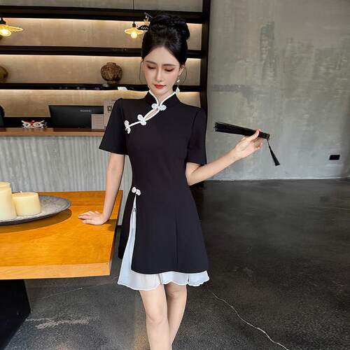春夏足浴技师旗袍短裙两件式新款女按摩会所足疗店柔式SPA工作服