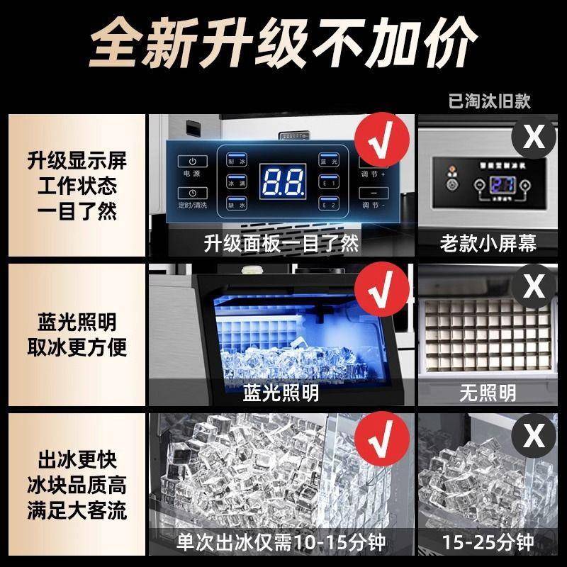 制冰机商用小型奶茶店摆摊大型全自动实心方块冰块机一体机器图片
