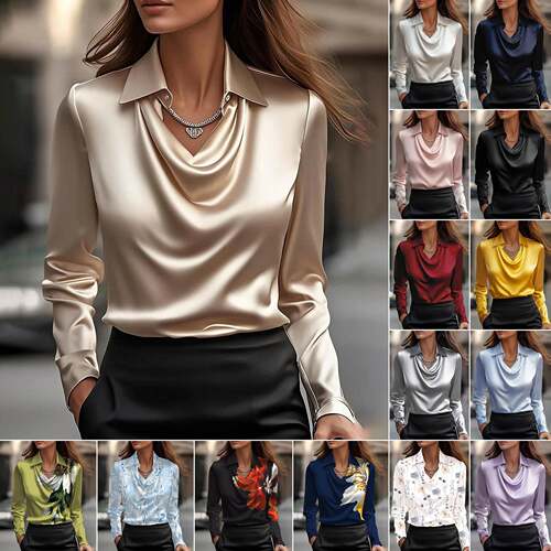 European Office Commute Plus Size Women's Elegant Satin