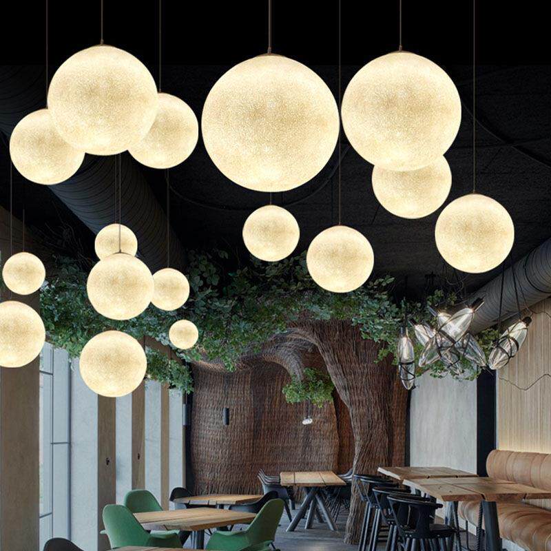 月球灯创意艺术橱窗餐厅圆球星球灯网红服装店铺吧台球形月亮吊灯