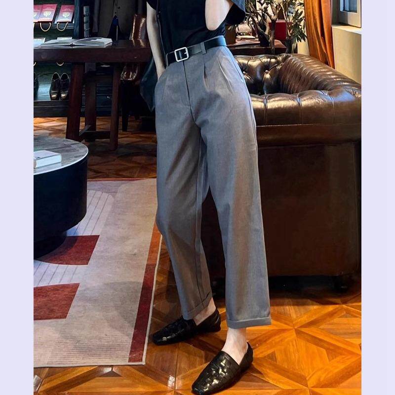 法国Rixo Kelly西装裤女垂感薄款小个子高腰窄版休闲裤直筒九分裤