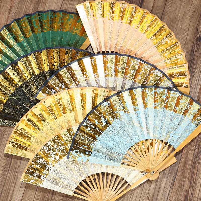小扇子迷你折扇女中国风文玩玉竹随身洒金扇面拍照道具仙气儿童扇