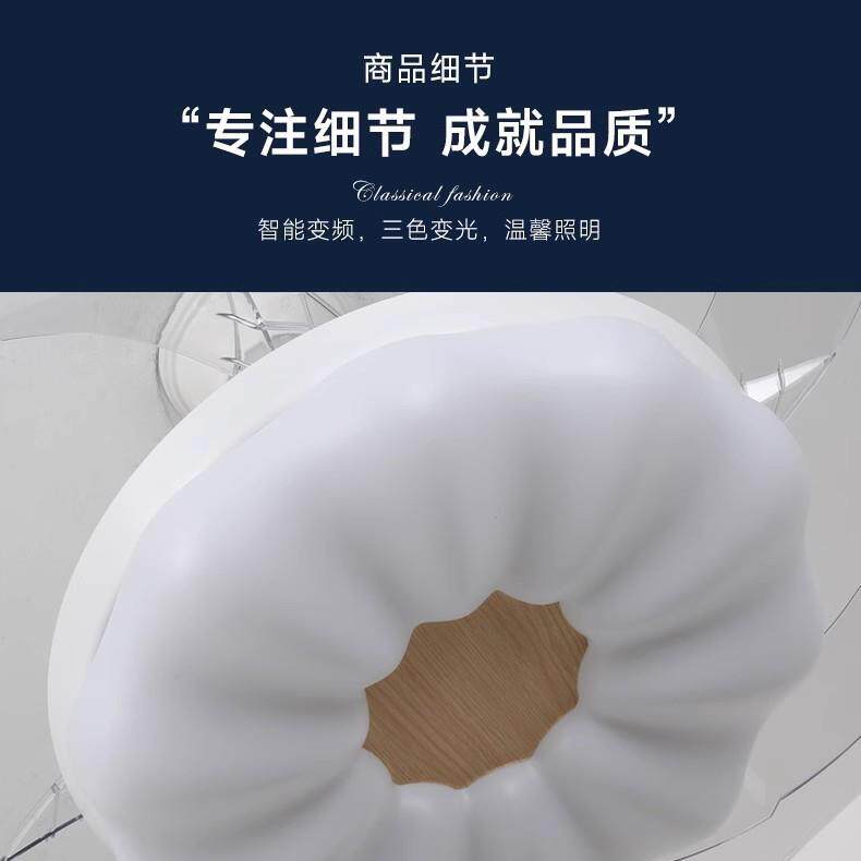 北欧风扇简约餐厅客厅卧室儿童房吊扇静音灯奶油隐形一体带灯电扇