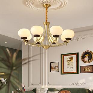 8668美式 6轻奢魔豆餐厅胡桃木色灯8 复客灯vintage中古厅吊灯法式