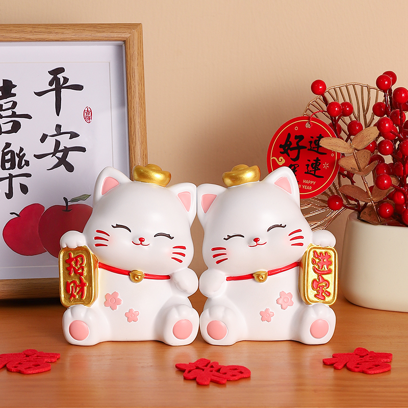 招财猫摆件入户玄关客厅新房布置乔迁新居之喜家居装饰品开业礼物