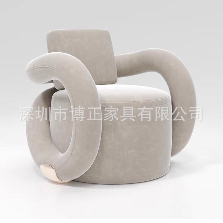 意式轻奢休闲沙发椅 现代简约极简别墅客厅设计师扶手单人老虎椅