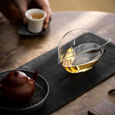 镜隐高透高硼硅加厚玻璃公道杯禅意耐热公杯家用分茶器简约茶海