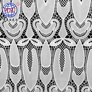 维美佳新款白色水溶牛奶丝激光绣面料 高档连衣裙雪纺蕾丝绣布
