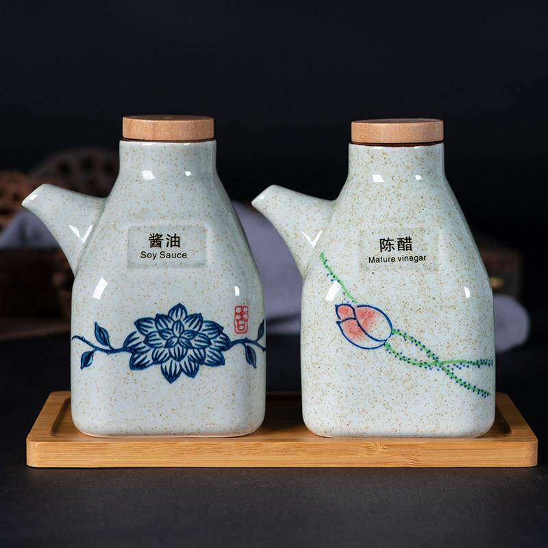 釉下彩陶瓷酱油壶醋壶油壶调味调料瓶家用厨房餐厅摆台复古中式