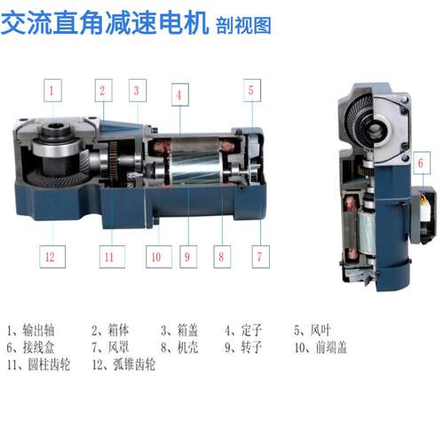 ZD中大电机交流直角齿轮减速电机25W-200W弧锥直角感应调速电机