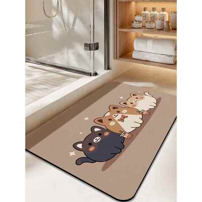 软硅藻泥速干地板垫浴室厕所门吸水防滑脚垫浴室厕所入口门垫