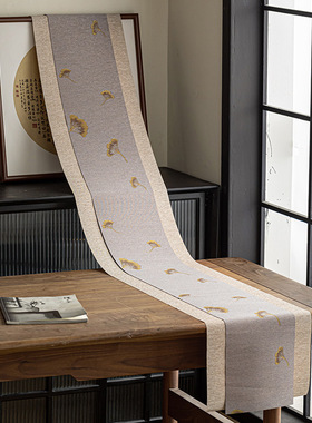 中国风茶台布艺茶旗麻布禅意防水茶桌垫长条桌布棉麻功夫茶具配件