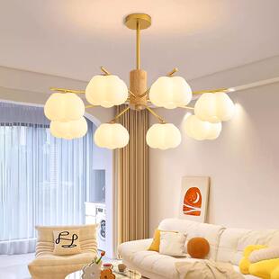 752中气山灯具厅现灯奶油风原木代简约大主灯棉花卧室灯客房间吊