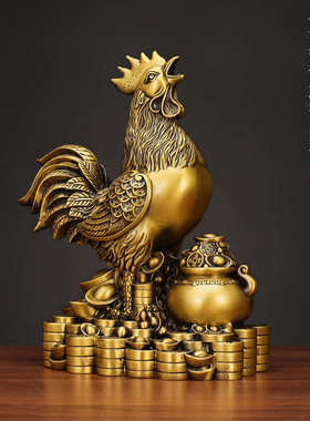 生肖聚财十二生肖装饰品办公室公鸡家居工艺品摆件纯铜金鸡