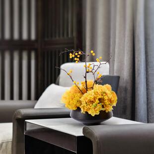 新中式仿真花艺小盆景植物摆件盆栽室内餐桌样板房假花绿植装饰品