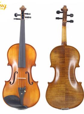 通灵牌手工制作初学者学生练习花纹小提琴含琴盒琴弓