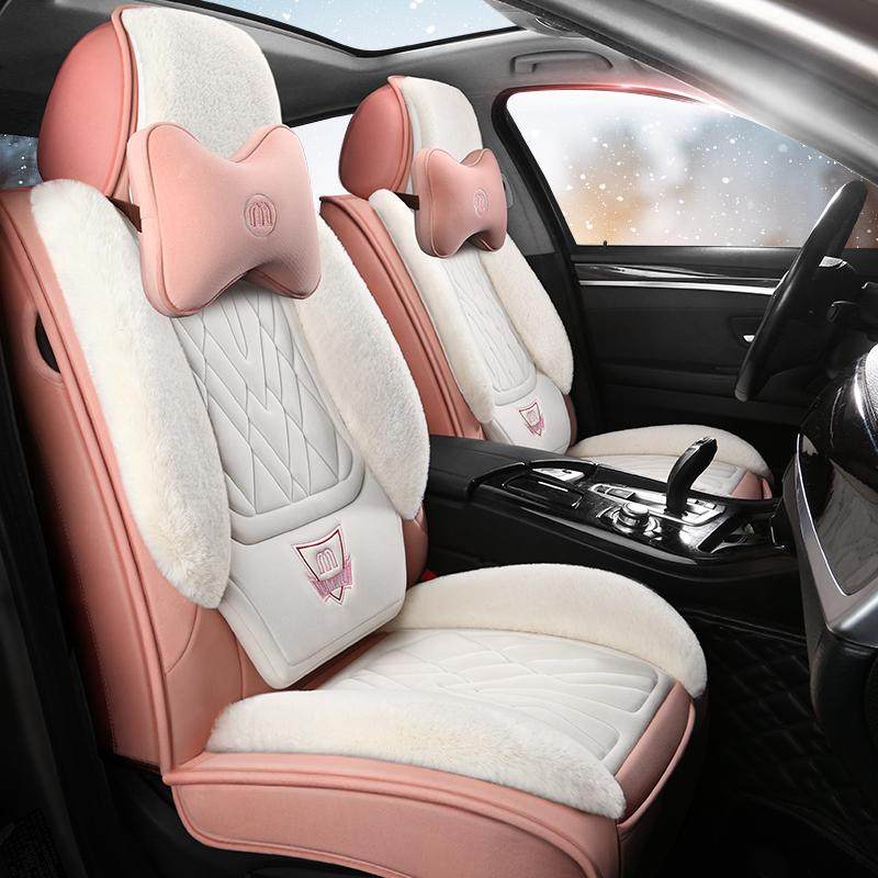 新款冬季汽车坐垫全包围座套长短毛绒加厚保暖座垫车垫羽绒座椅套