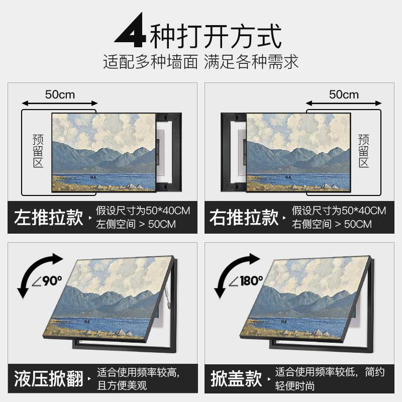 新款直销现代简约电表箱装饰画遮挡配电箱弱电源总开关挂画推拉翻