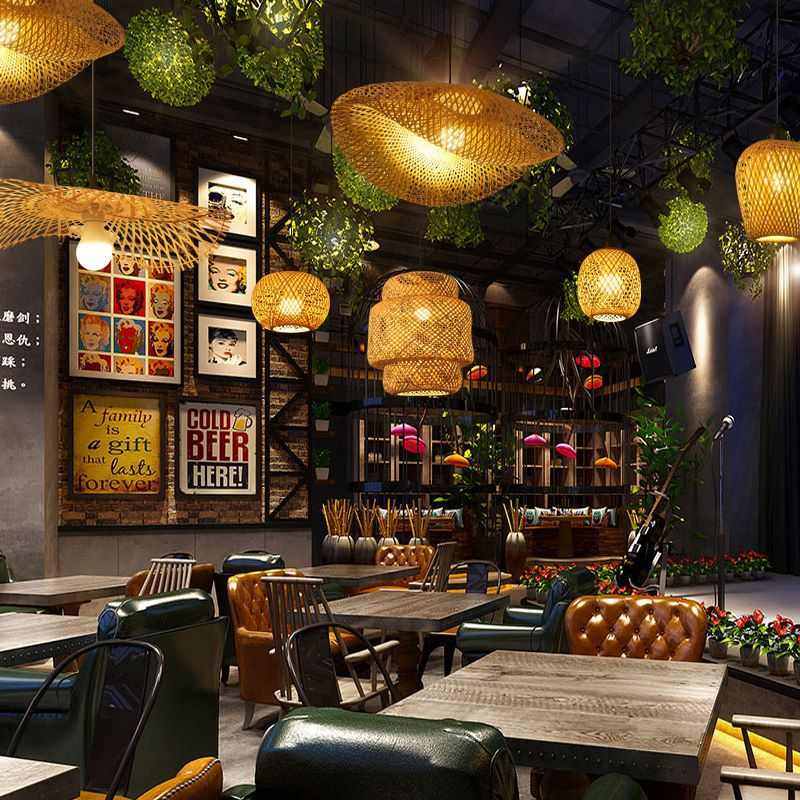 新中式灯饰竹编吊灯藤编禅意茶室餐饮灯日式竹艺灯笼茶楼仿古灯罩,家装灯饰光源,客厅吊灯,淘宝优惠券,粉丝福利购,淘宝优惠卷