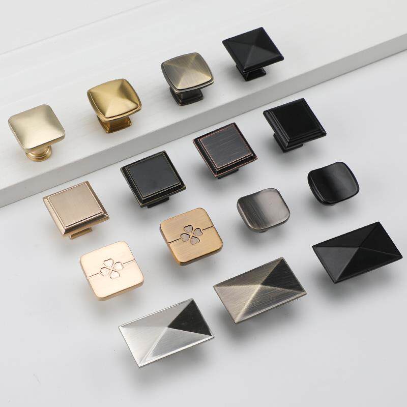 现代简约单孔拉手 欧式方形彷古黑色抽屉柜门把手金色单孔小拉手