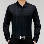 P冰丝薄款 无痕衬衫 蚕丝垂商务休桑闲感免烫588 衬春秋款 衣 男长袖