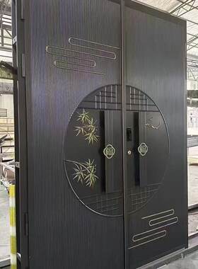 豪华别墅大门防爆铸铝门双开四开入户防盗门彷铜门锌合金彷铸铝门